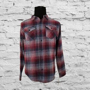 HURLEY MEN WESTERN FLANNEL LONG SLEEVE CASUAL DRESS SHIRT - SIZE SMALL